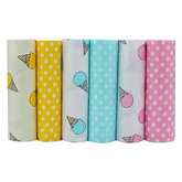 CraftsFabrics Lot de 6 tissus sergés à pois 40 x 50 cm Crème glacée 100 % coton Idéal pour le quilting, le scrapbooking et le patchwork pour enfants